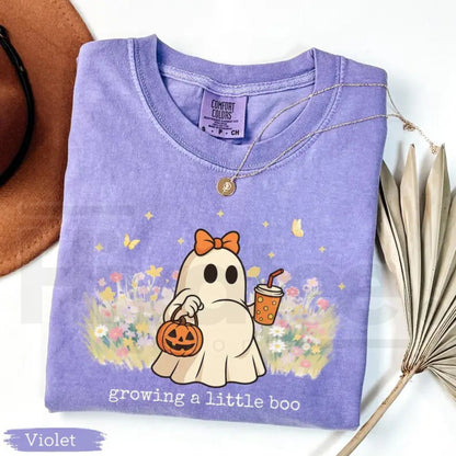 Comfort Colors Growing A Little Boo Halloween Maternity Shirt