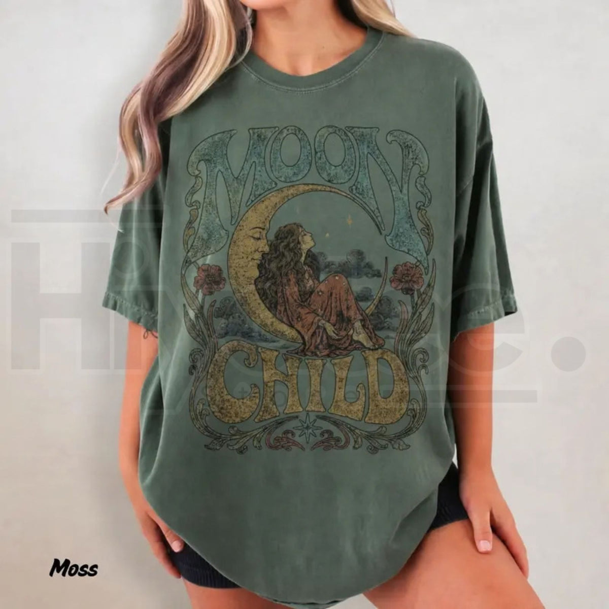 Comfort Colors Moon Child Celestial Boho 70s Retro Tee