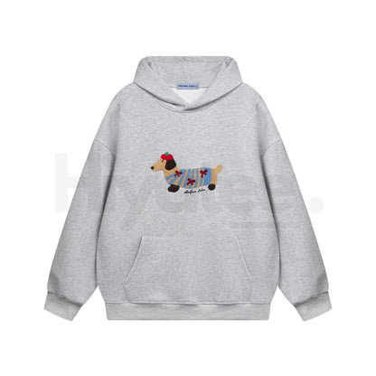 Aelfric Eden Cartoon Dog Hoodie – Embroidered Oversized Pullover