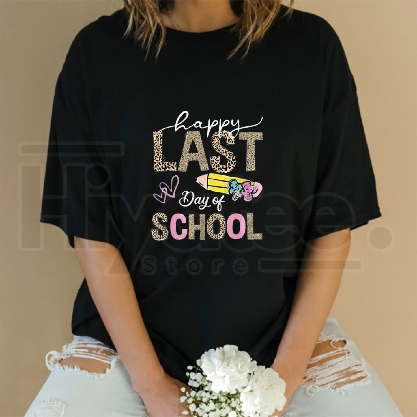 "Happy Last Day of School" – 2026 Retro Leopard Summer Graphic Top