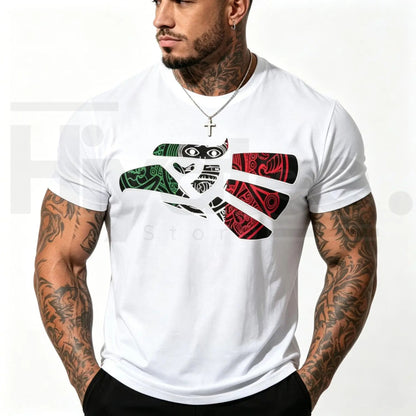 Latino Heritage Mexico Eagle Tribal Art T-Shirt – Mexican Flag Tattoo Style Tee