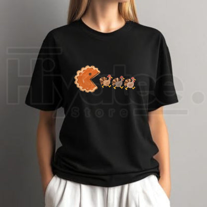 Comfort Colors Pumpkin Pacman T-Shirt – Funny Thanksgiving & Turkey Day Tee