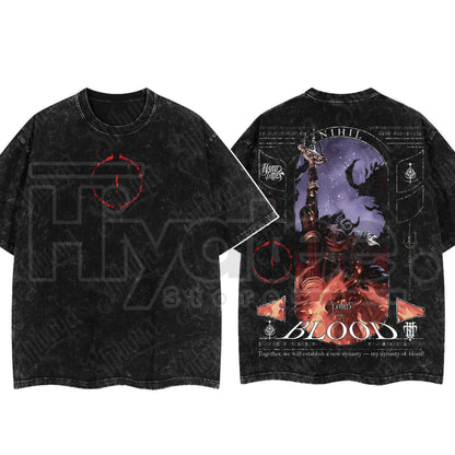Dark Fantasy Gaming Washed T-Shirt – Oversized Cotton Double Print Streetwear Tee