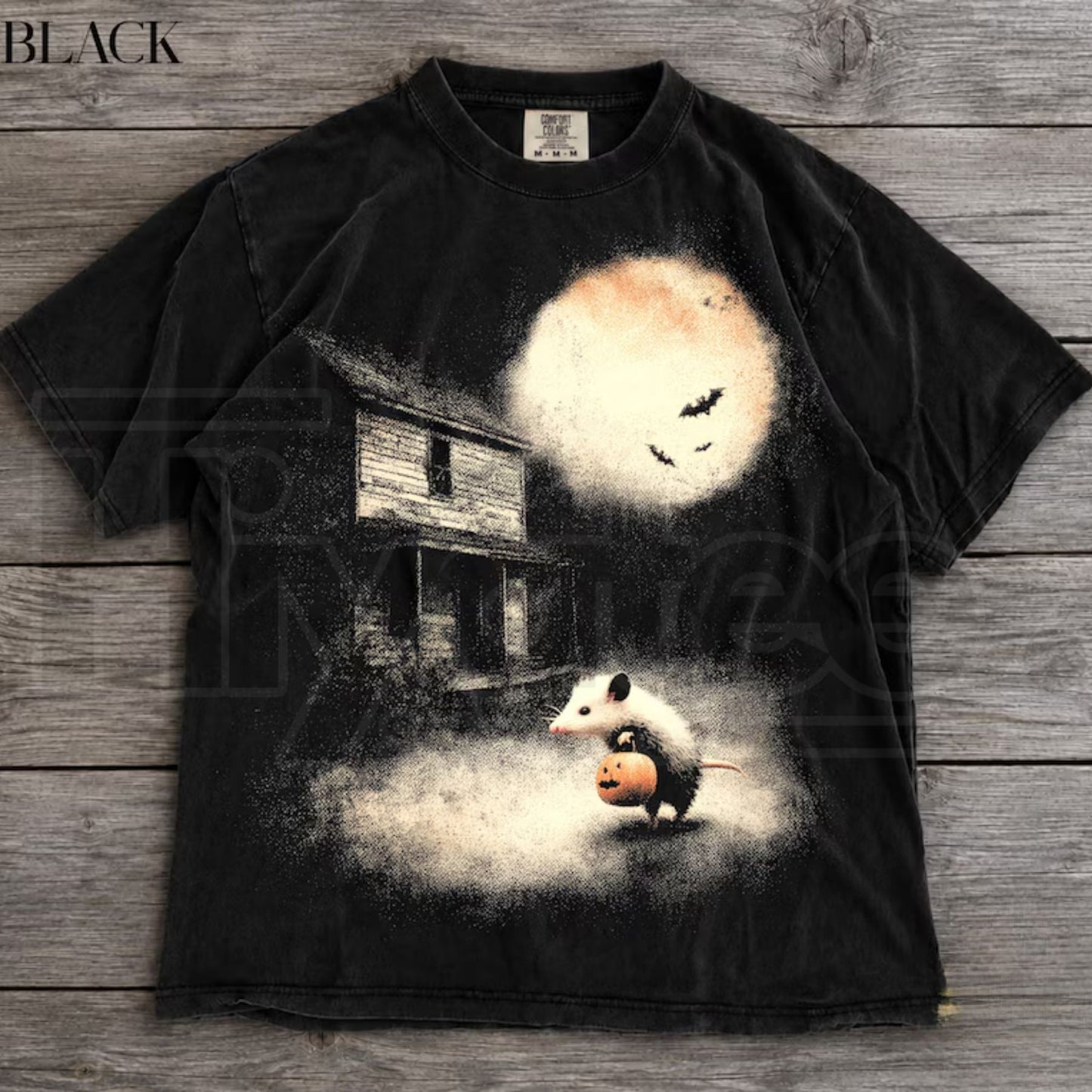 Vintage Opossum Halloween Shirt Cute Possum Pumpkin Spooky Moon Tee