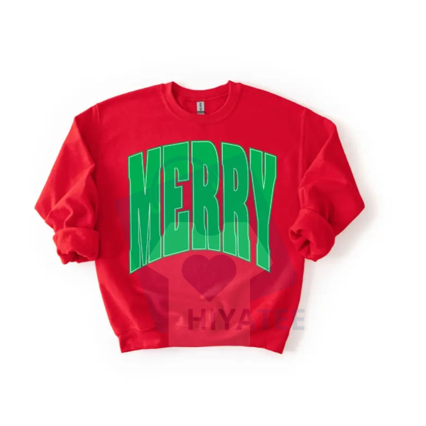 Merry Oversized Print Christmas Sweatshirt: Cozy Loose Fit Holiday Pullover, Trendy Festive Graphic Crewneck, Unisex Gift Idea