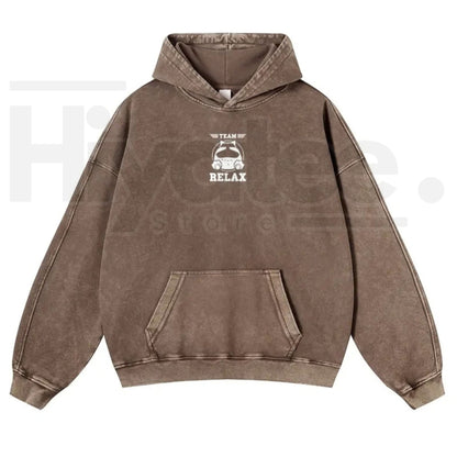 Japanese Red Plum Blossoms & Plump Beast Hoodie – Ink-Wash Art, Y2K Vintage Washed