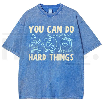 'You Can Do Hard Things' Cute Retro Doodles Motivational Teacher Tee – Uplifting Back To School Cotton Shirt