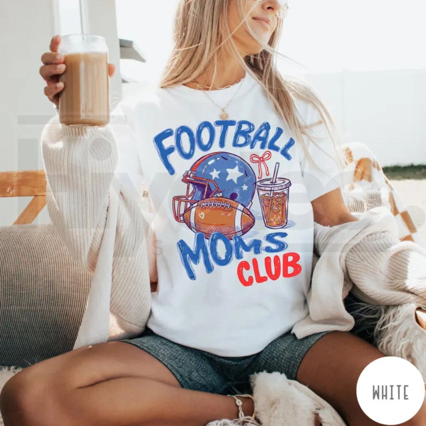 Football Moms Club Comfort Colors T-Shirt Gameday Doodle Football Tee