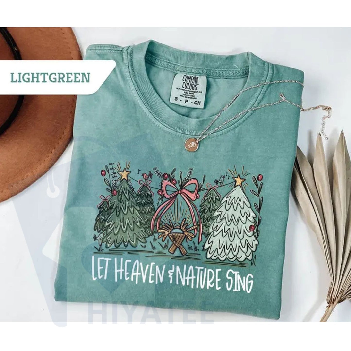 Comfort Colors "Let Heaven & Nature Sing" Christmas T-Shirt – Joy to the World Christian Tee, Inspirational Holiday Gift