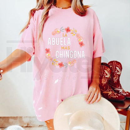 "La Abuela Más Chingona" – Spanish Grandma Floral Arch Graphic Top