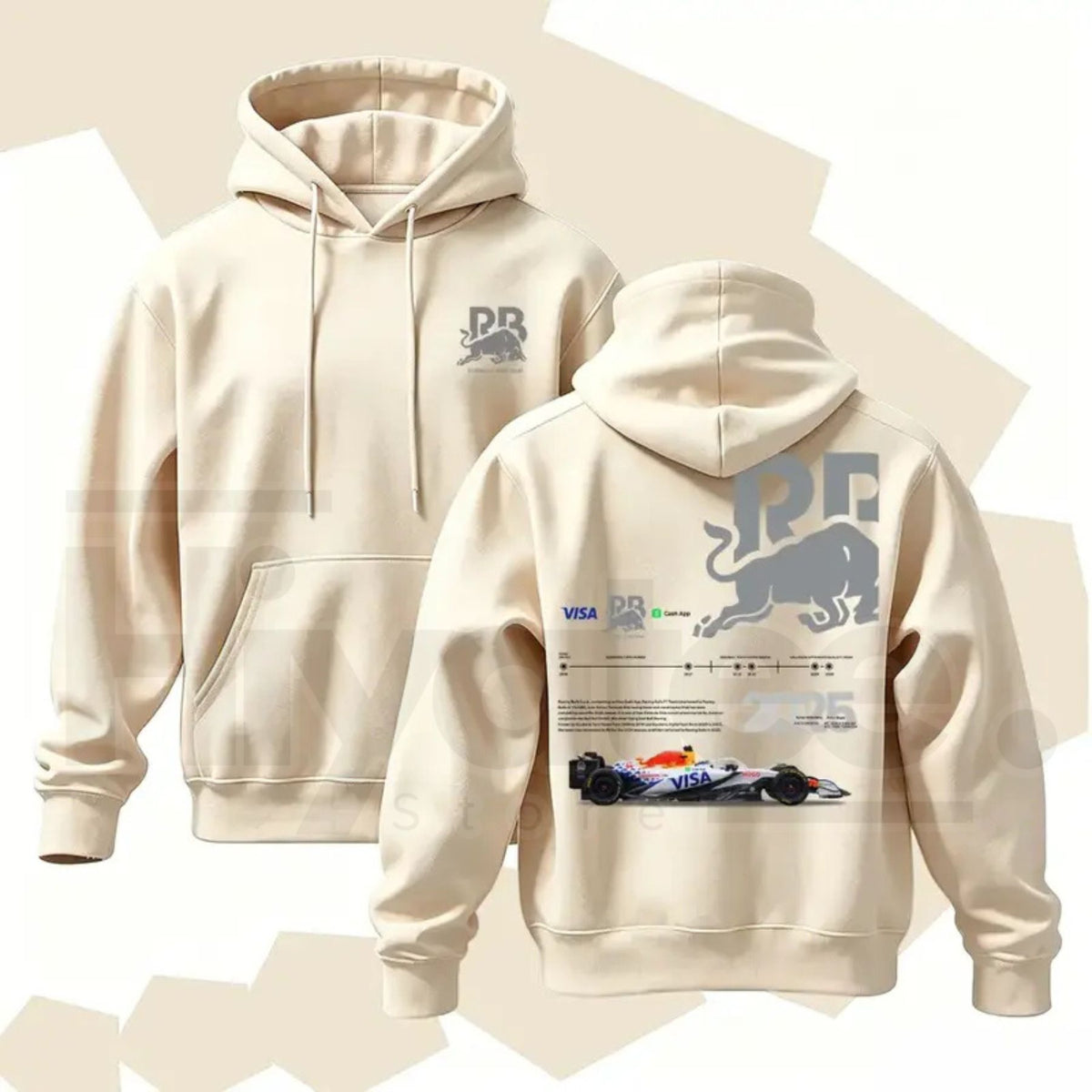 Men's Vintage Racing Cartoon Graphic Poly-Cotton Hoodie – Retro Motorsport Streetwear Pullover