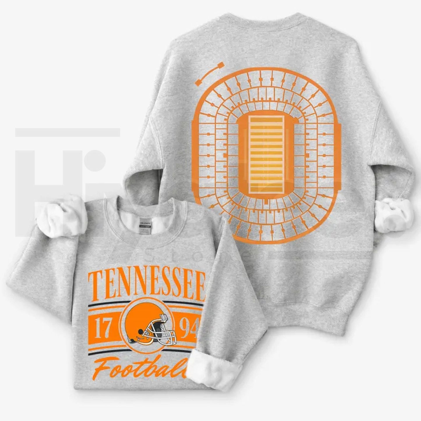 Vintage College Football 2 Sided Ash Grey Sweatshirt – 2-Sided Retro Game Day Stadium Crewneck, Menswear Classic Cotton