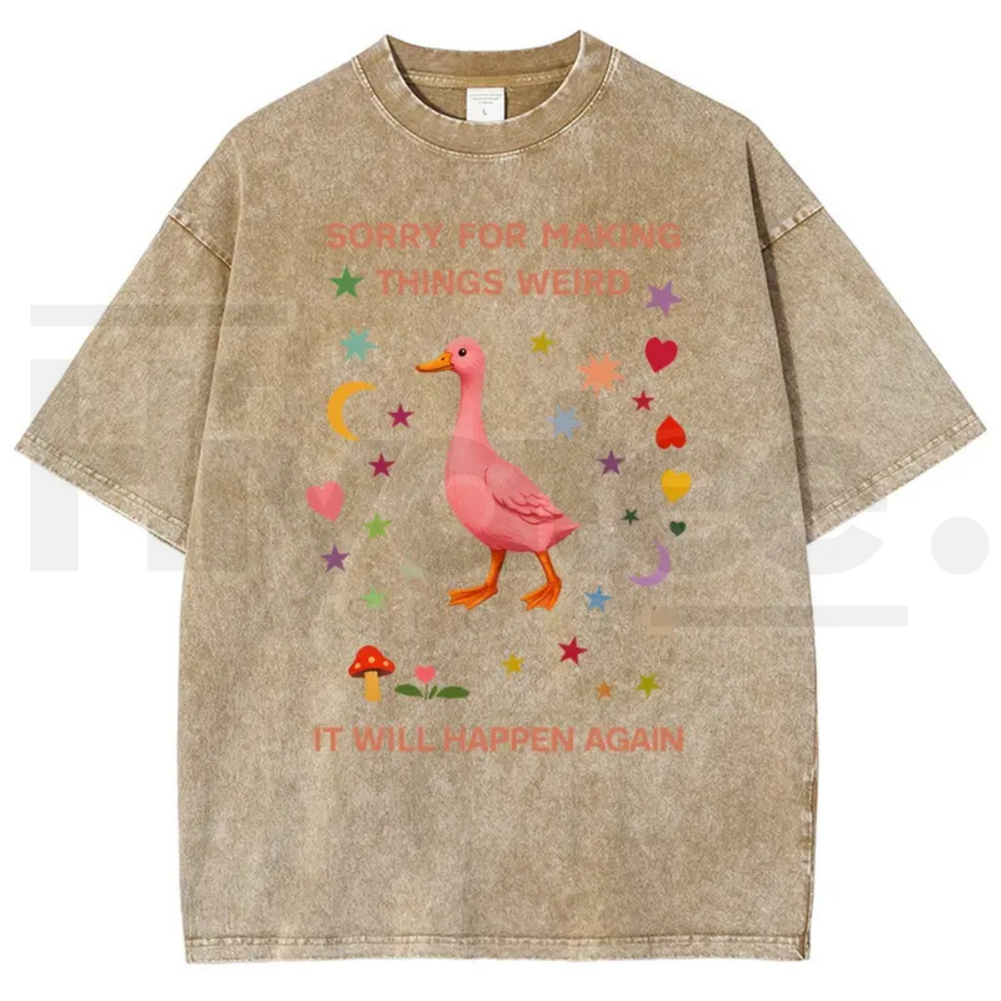 Vintage Funny Duck Meme Graphic T-Shirt – Sorry For Making Things Weird Oversized Heavyweight Cotton Tee