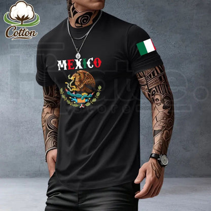 Men's Heavyweight Loose-Fit Mexican Heritage T-Shirt – Summer Casual Streetwear Tee