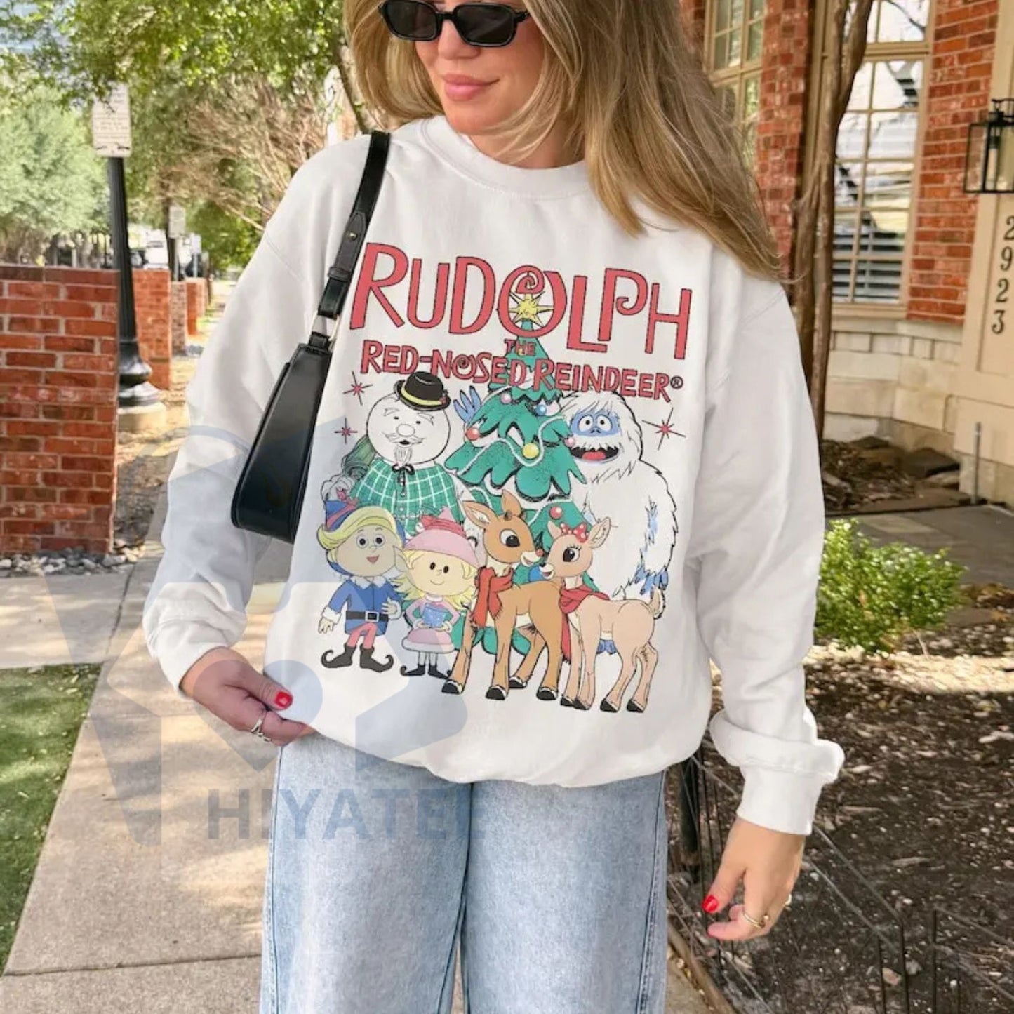 Vintage Rudolph Sweatshirt Christmas Crewneck: Retro Rudolph The Red Nosed Reindeer Shirt, Vintage Christmas Holiday Pullover