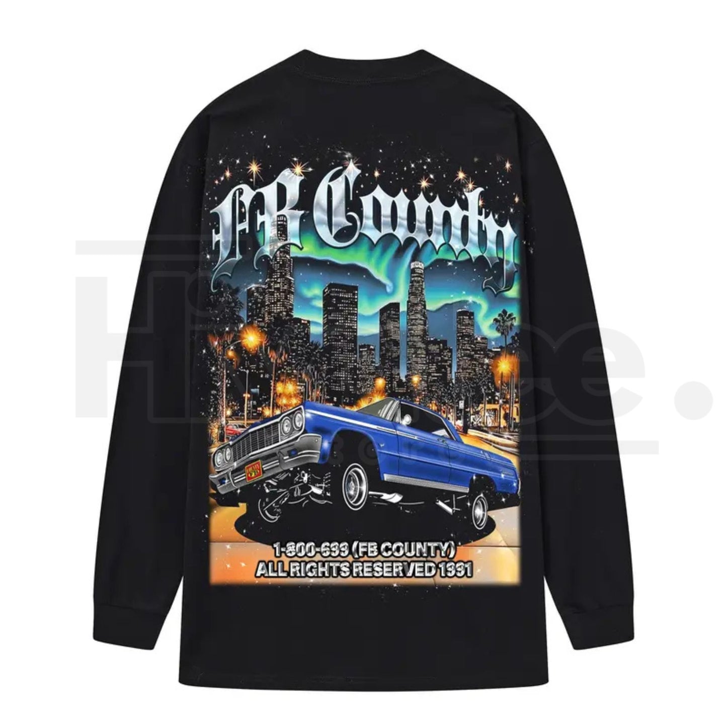 FB County Graphic Long Sleeve T-Shirt – Classic Streetwear Style, Heavyweight Long Sleeve Tee