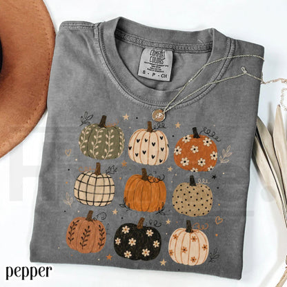 Boho Pumpkin Comfort Colors Shirt Cute Fall Pumpkin Pattern Tee