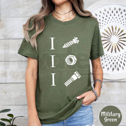 I Screw I Nut I Bolt T-Shirt – Funny Mechanic Rebus Graphic Tee