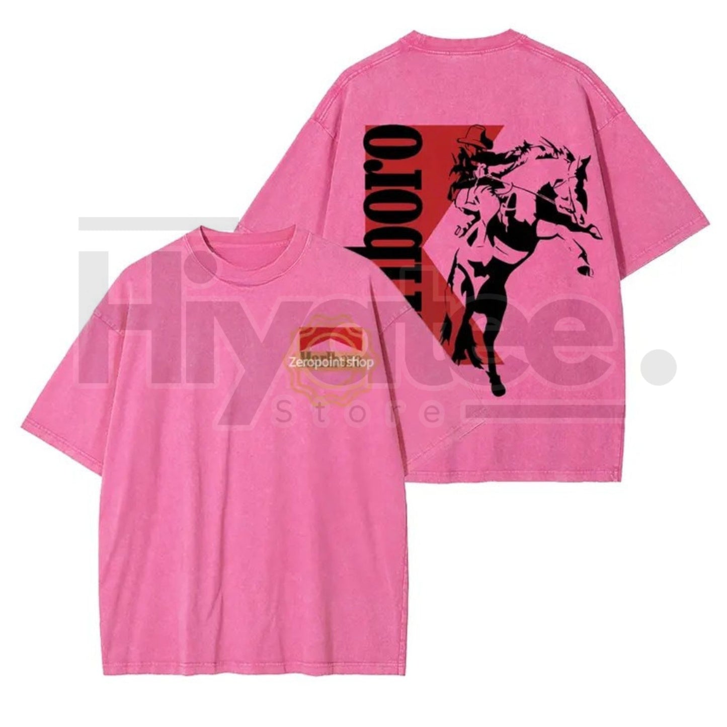 Marlboro Vintage Washed Denim T-Shirt – Bohemian Western Style Unisex Graphic Tee