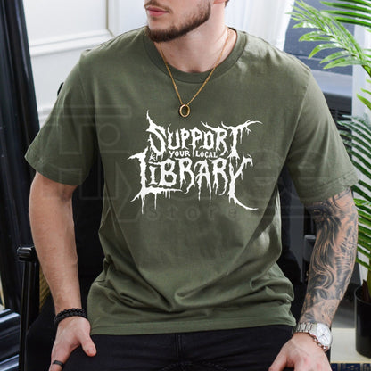 "Support Your Local Library" – Death Gothic Vintage Distressed Top
