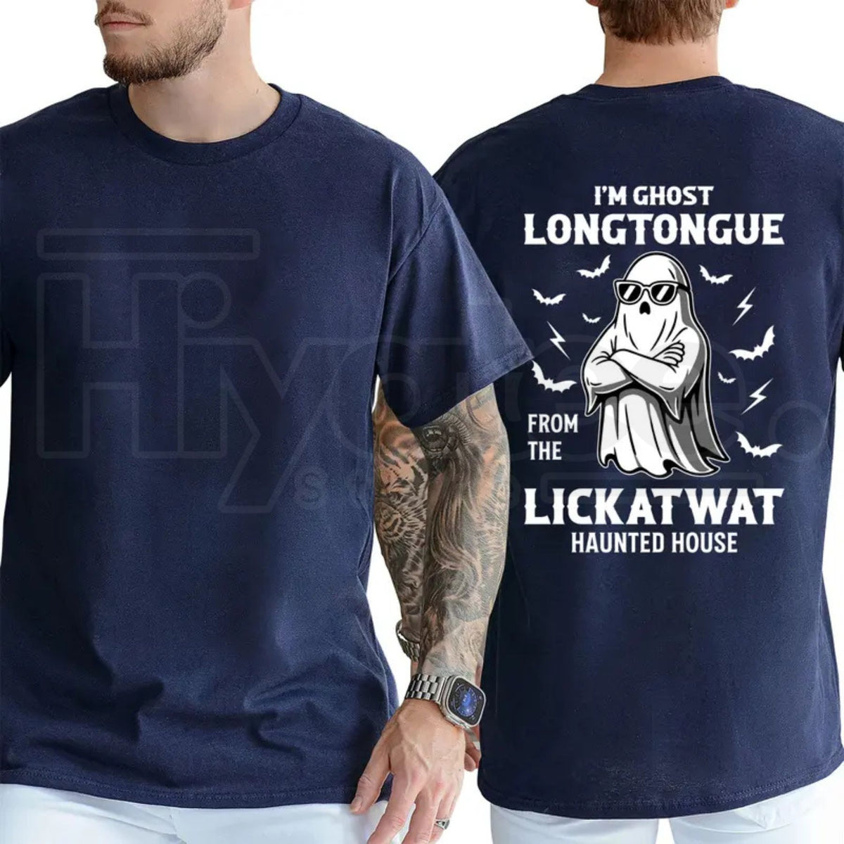 Ghost Longtongue Haunted House T-Shirt – Funny Spooky Halloween Graphic Tee
