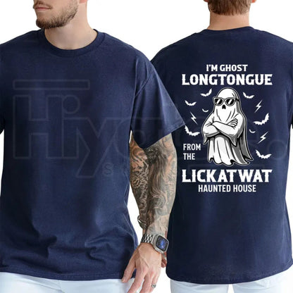 Ghost Longtongue Haunted House T-Shirt – Funny Spooky Halloween Graphic Tee