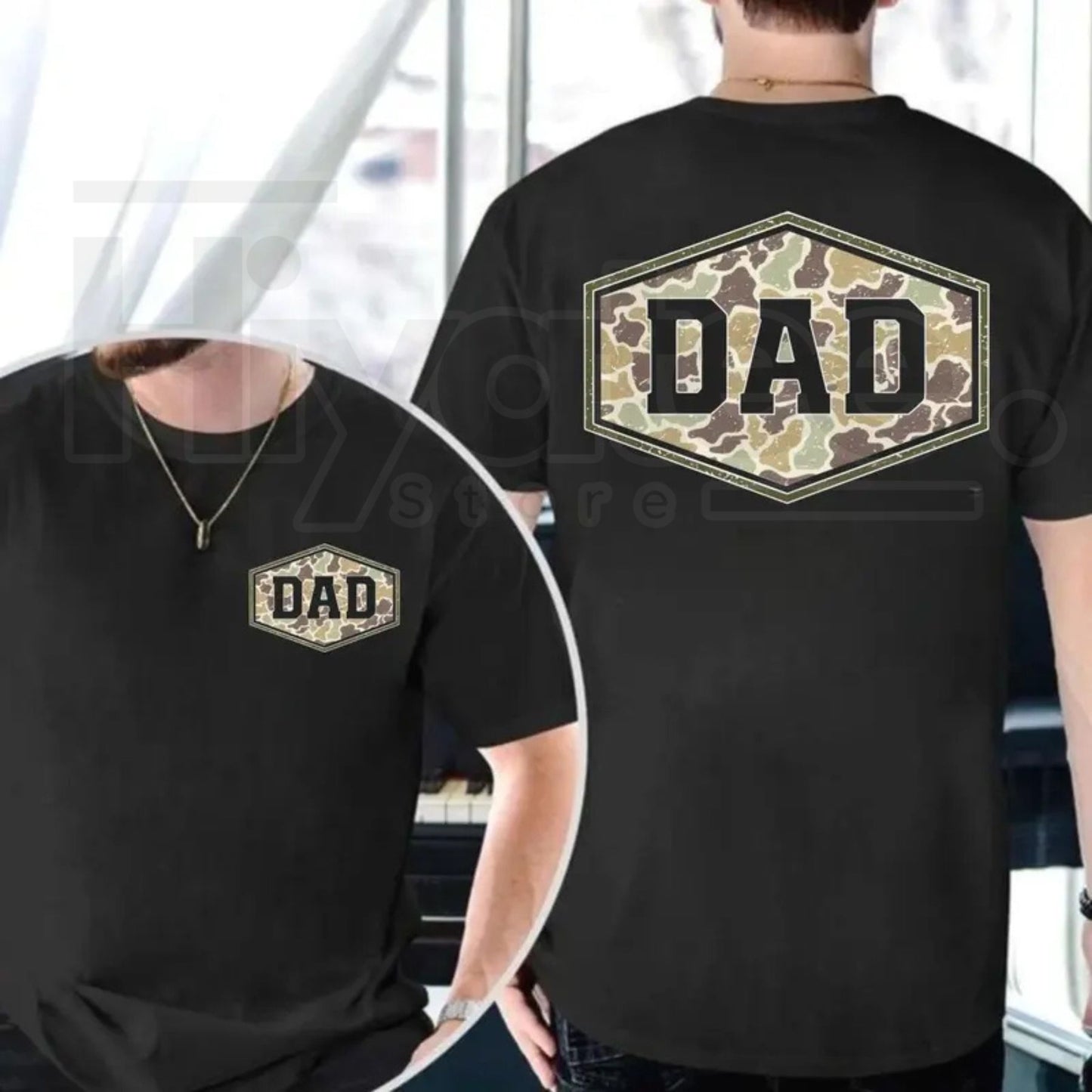 Comfort Colors Camouflage Dad Shirt – Retro Varsity Duck Camo Tee, Trending Father's Day Men's Graphic Casual Outfit Gift