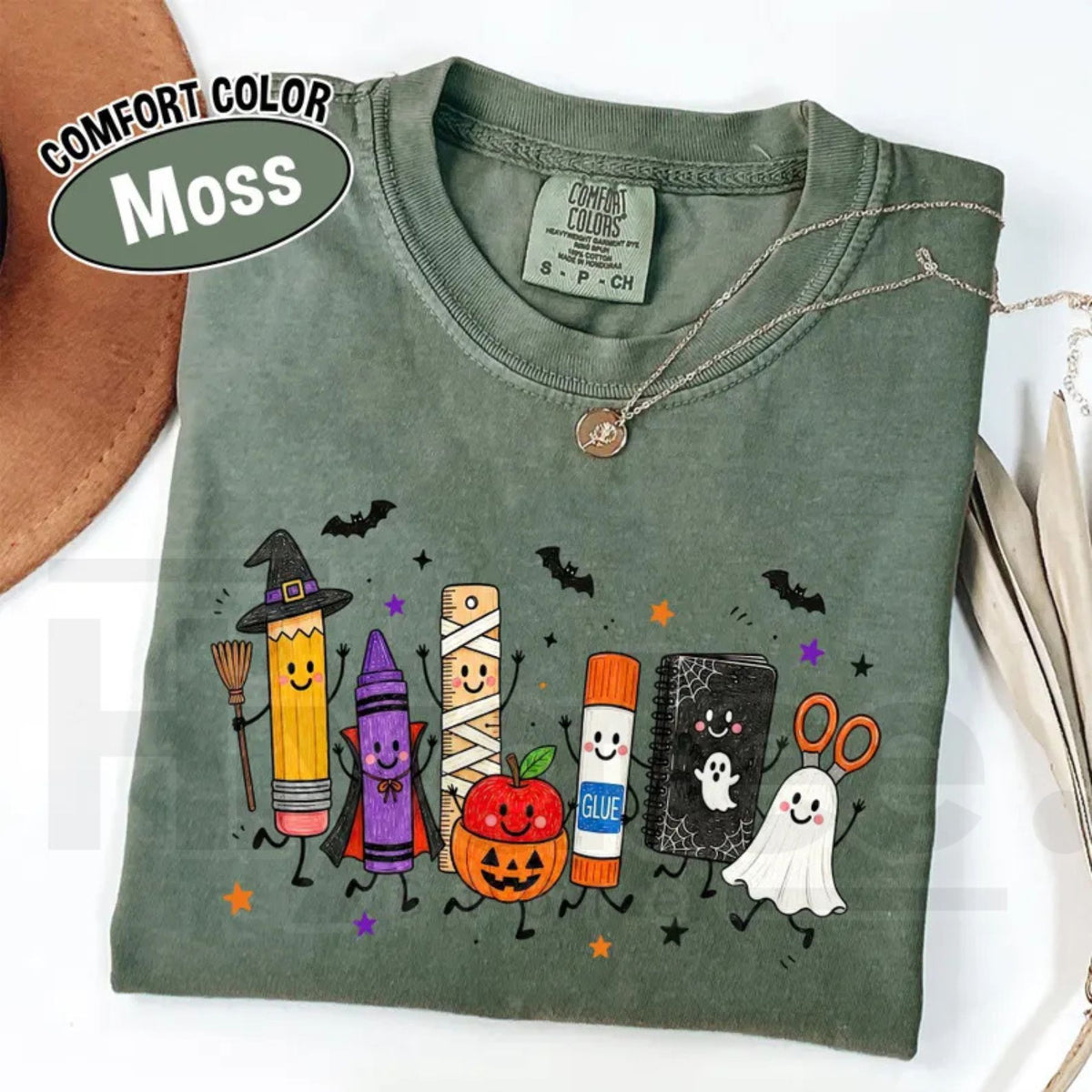 Comfort Colors Halloween Teacher Shirt Spooky School Supplies Ghost Classroom Tee