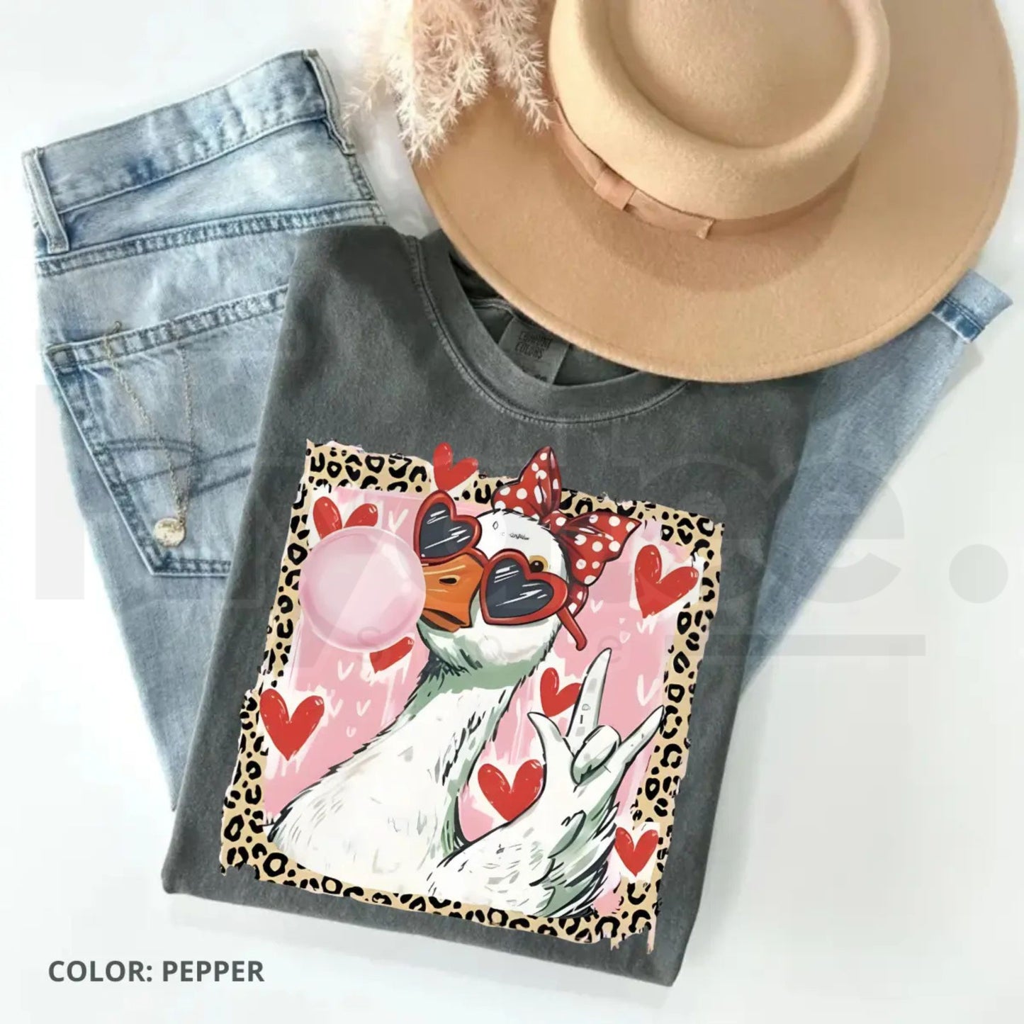 Comfort Colors® Leopard Valentine’s Day Goose T-Shirt