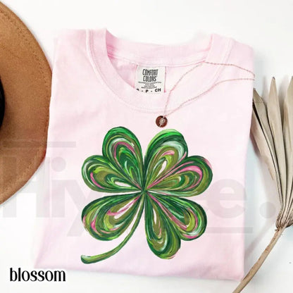Comfort Colors® Lucky Shamrock T-Shirt – Retro Saint Patrick's Day Party Tee, Cute Irish Shenanigans Four Leaf Clover Shirt