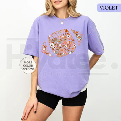 Comfort Colors Floral Football Shirt Game Day Touchdown Tee