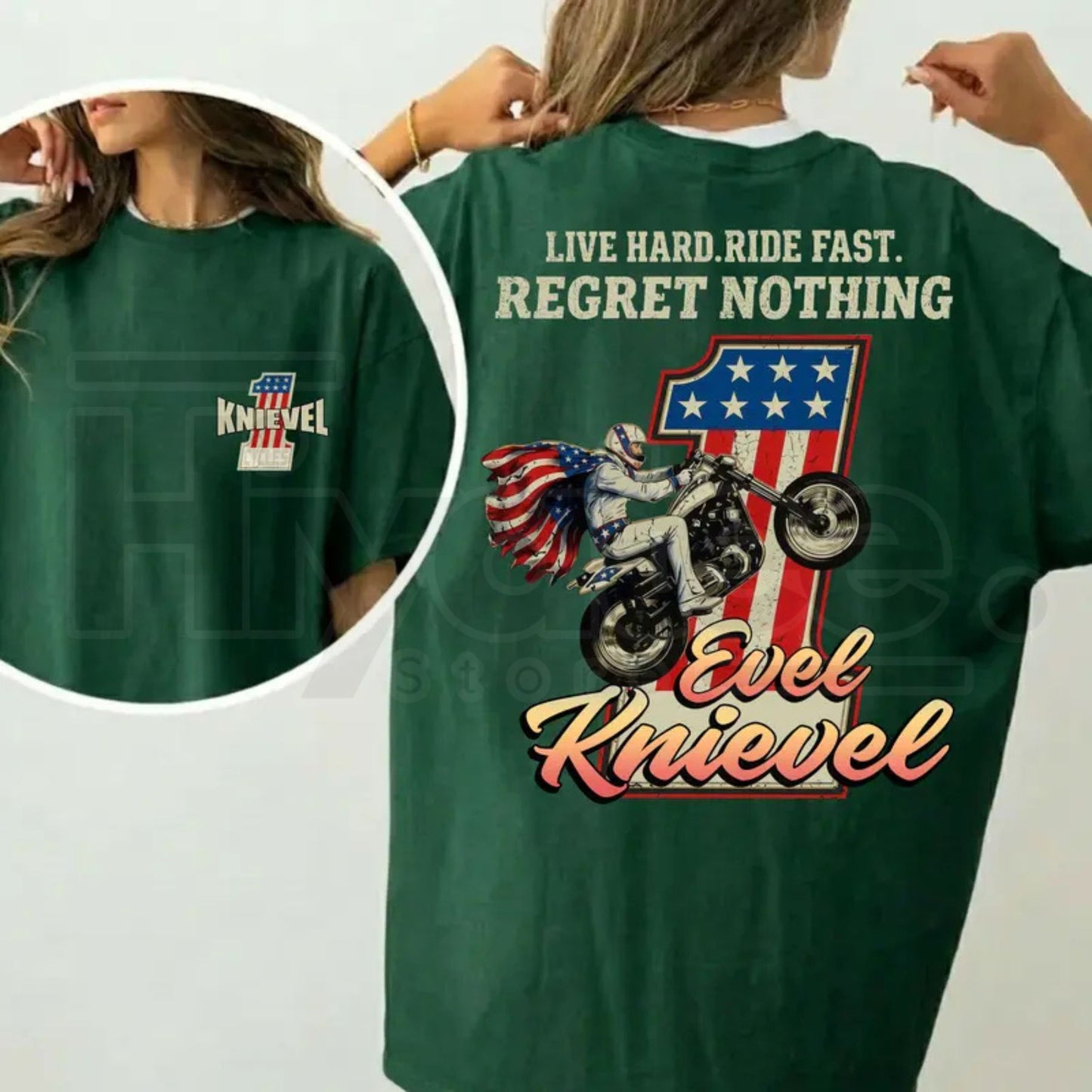Vintage Evel Knievel Tee – Live Hard Ride Fast American Rider T-Shirt