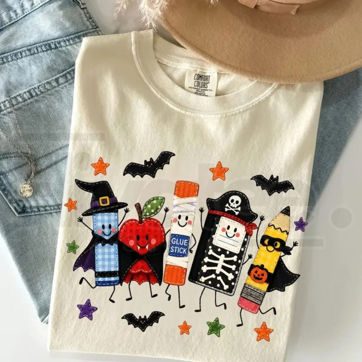 Comfort Colors Halloween Teacher Cute School Supplies Tee