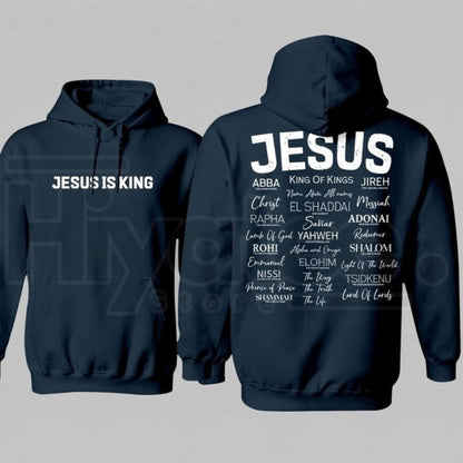 "JESUS IS KING" Gothic Hoodie – Dark Aesthetic Streetwear Cross Graphic Pullover