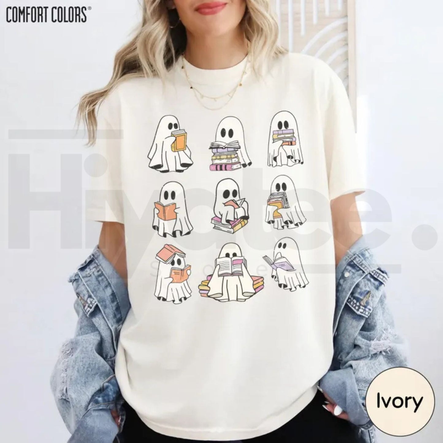Ghost Reading Book Comfort Colors Shirt Girly Bookish Halloween Fall Tee