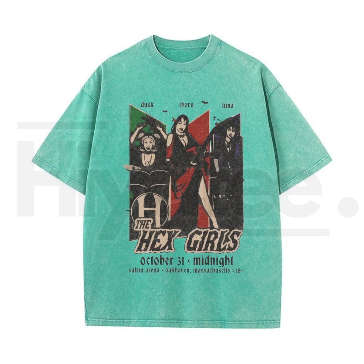 Vintage Acid Wash Gothic Rock Band Art Streetwear T-Shirt – Men's Oversized Dark Aesthetic Heavyweight Cotton Graphic Tee