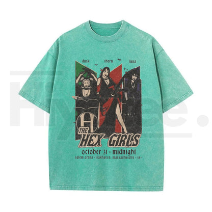 Vintage Acid Wash Gothic Rock Band Art Streetwear T-Shirt – Men's Oversized Dark Aesthetic Heavyweight Cotton Graphic Tee