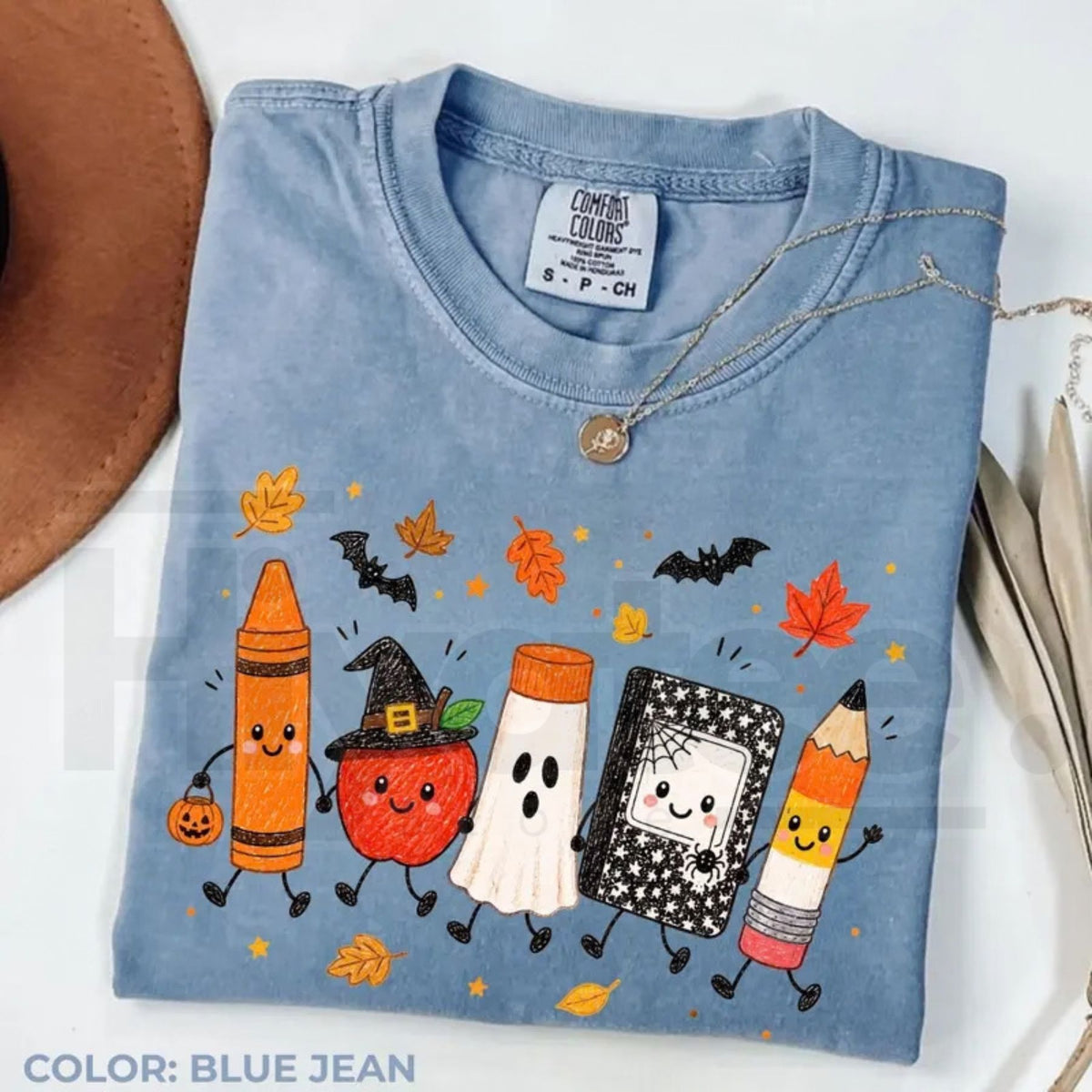 Comfort Colors Halloween Teacher Spooky School Doodles Tee