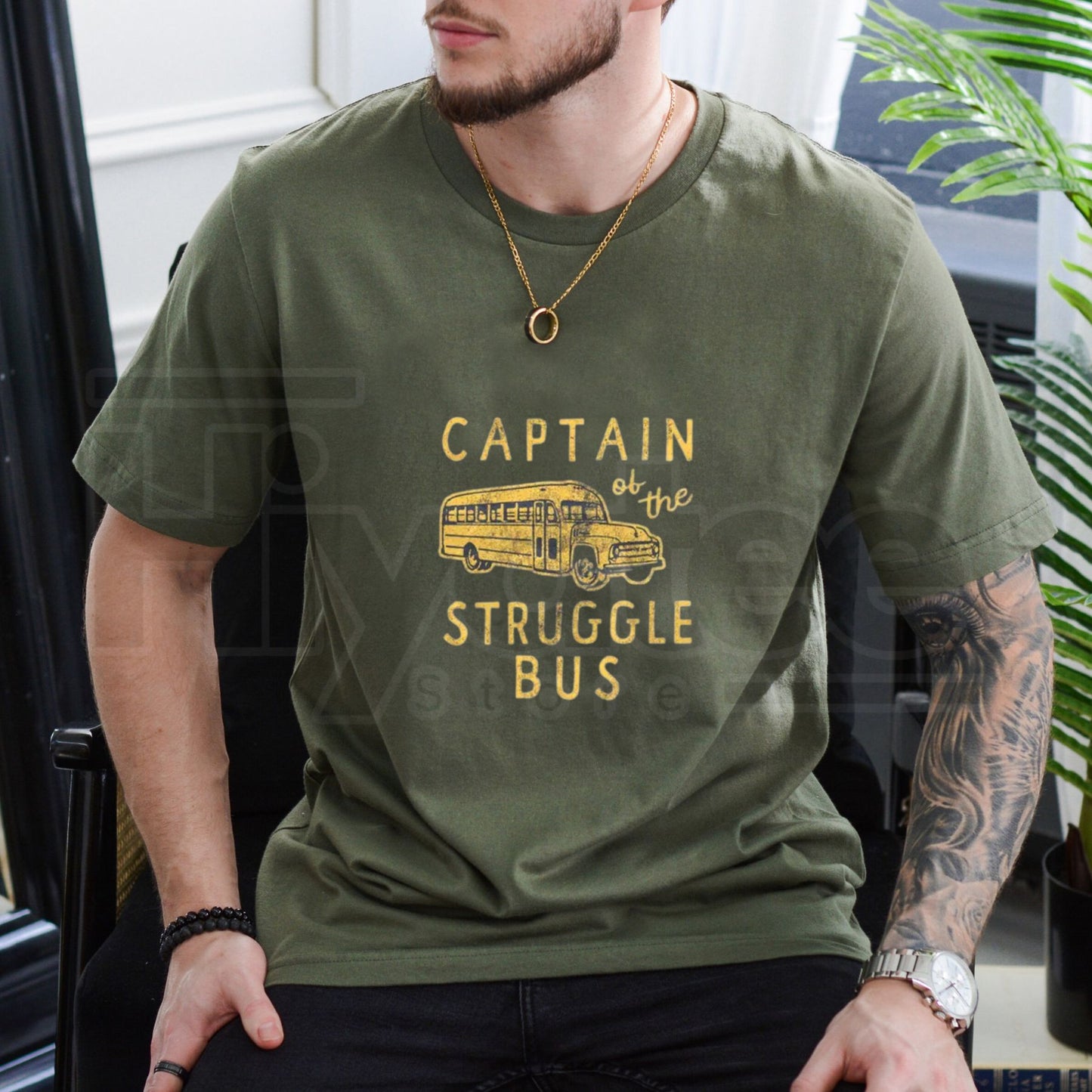 "Captain of The Struggle Bus" – Funny Sarcastic Novelty Graphic Top