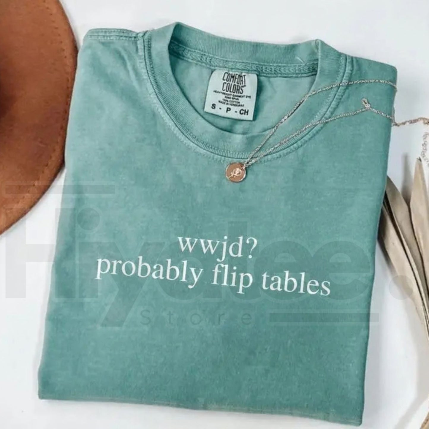 Comfort Colors® Funny Christian Shirt – WWJD Probably Flip Tables Tee, Sarcastic Jesus Graphic Faith-Based Humor Shirt