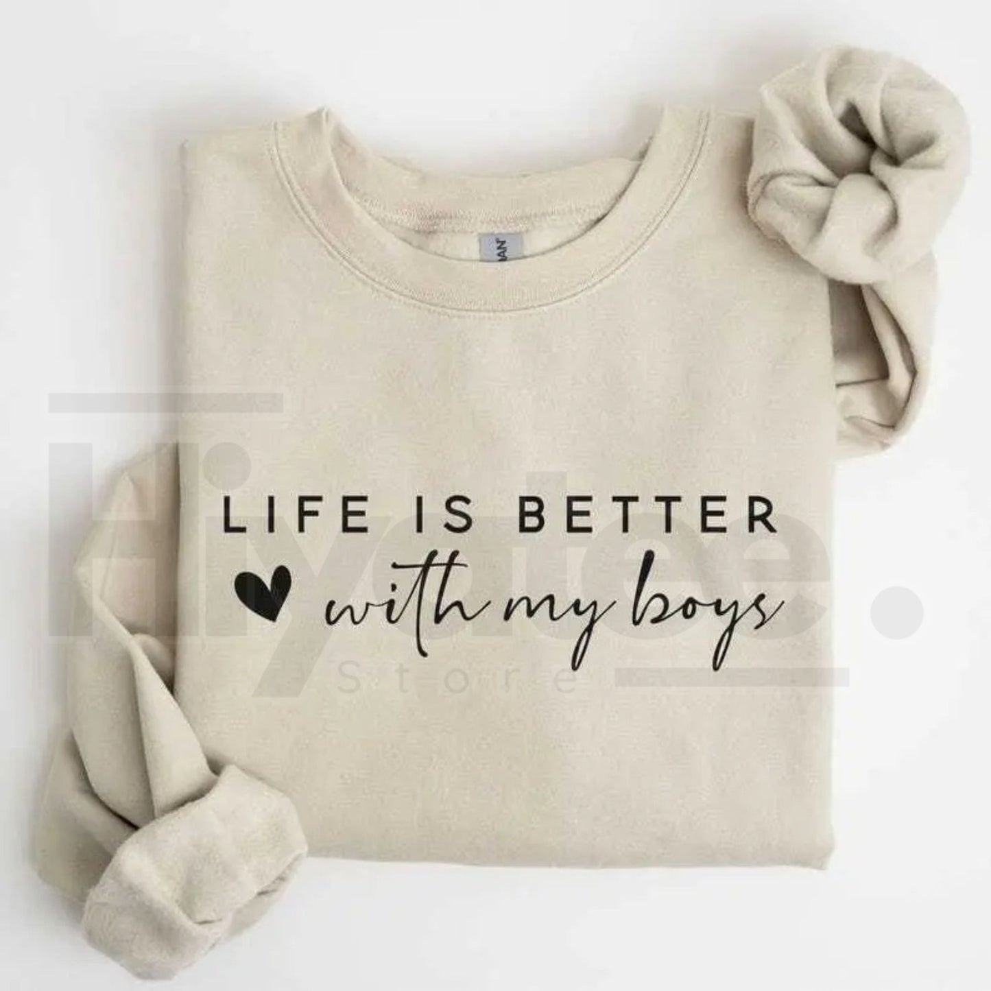 Life is Better With My Boys Sweatshirt: Mom of Boys Crewneck Mother's Day Gift