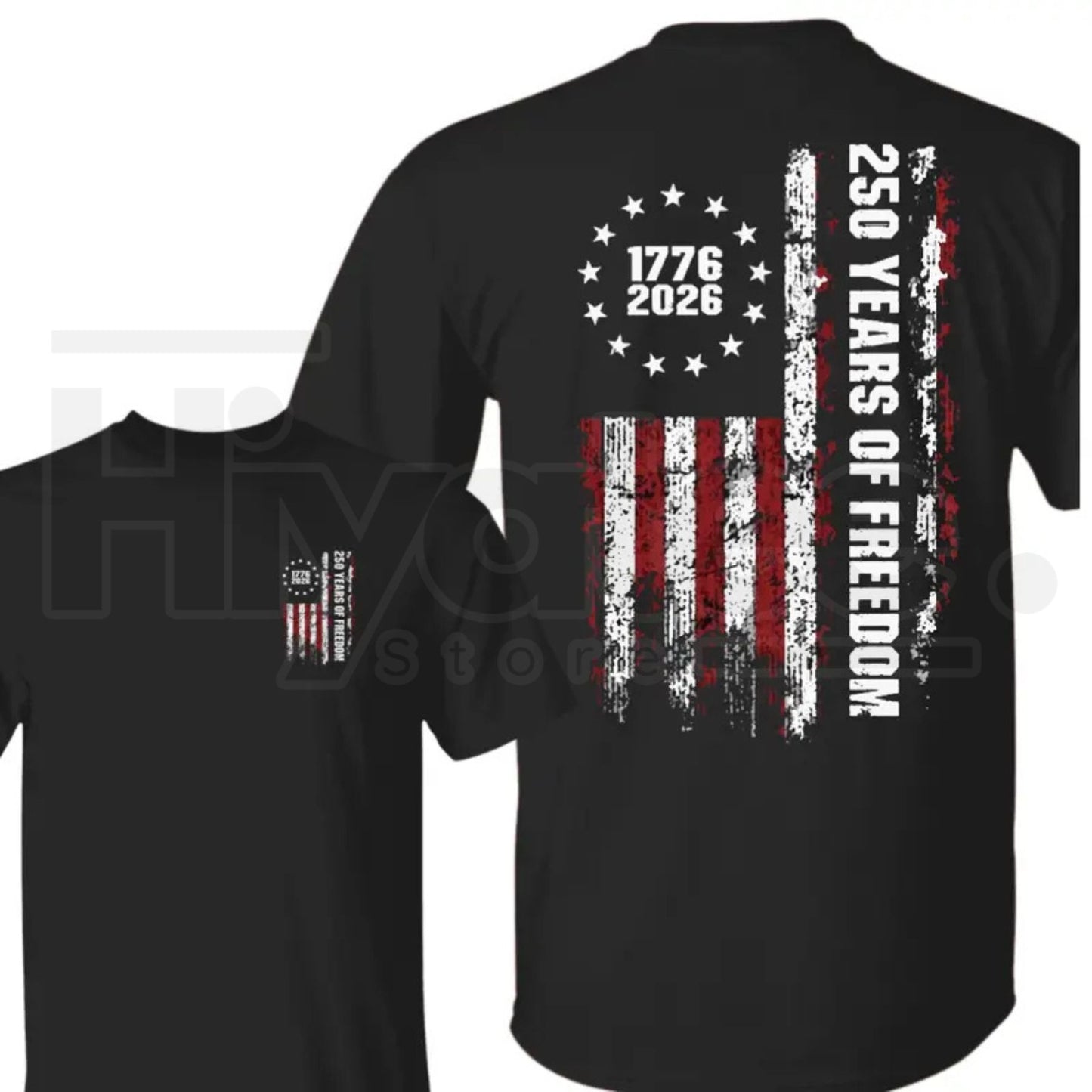 Double-Sided USA 250th Anniversary T-Shirt – Vintage 1776-2026 Patriotic Flag Tee