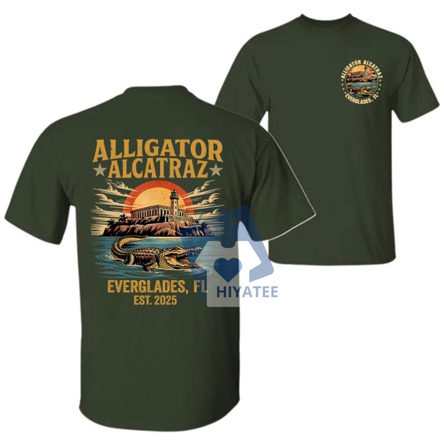 Retro Alligator Alcatraz T-Shirt – 2-Sided Funny Florida Gator Tee, Southern Dark Humor Graphic Shirt