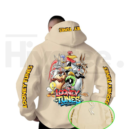 Warner Bros Looney Tunes Gradient Print Hoodie – Vintage Cartoon Character Pullover