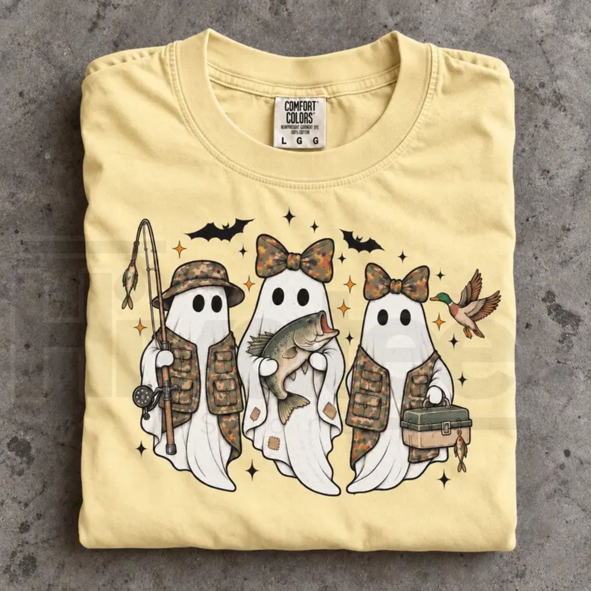 Fishing Season Ghosts Camo Ghost Halloween Comfort Colors Tee