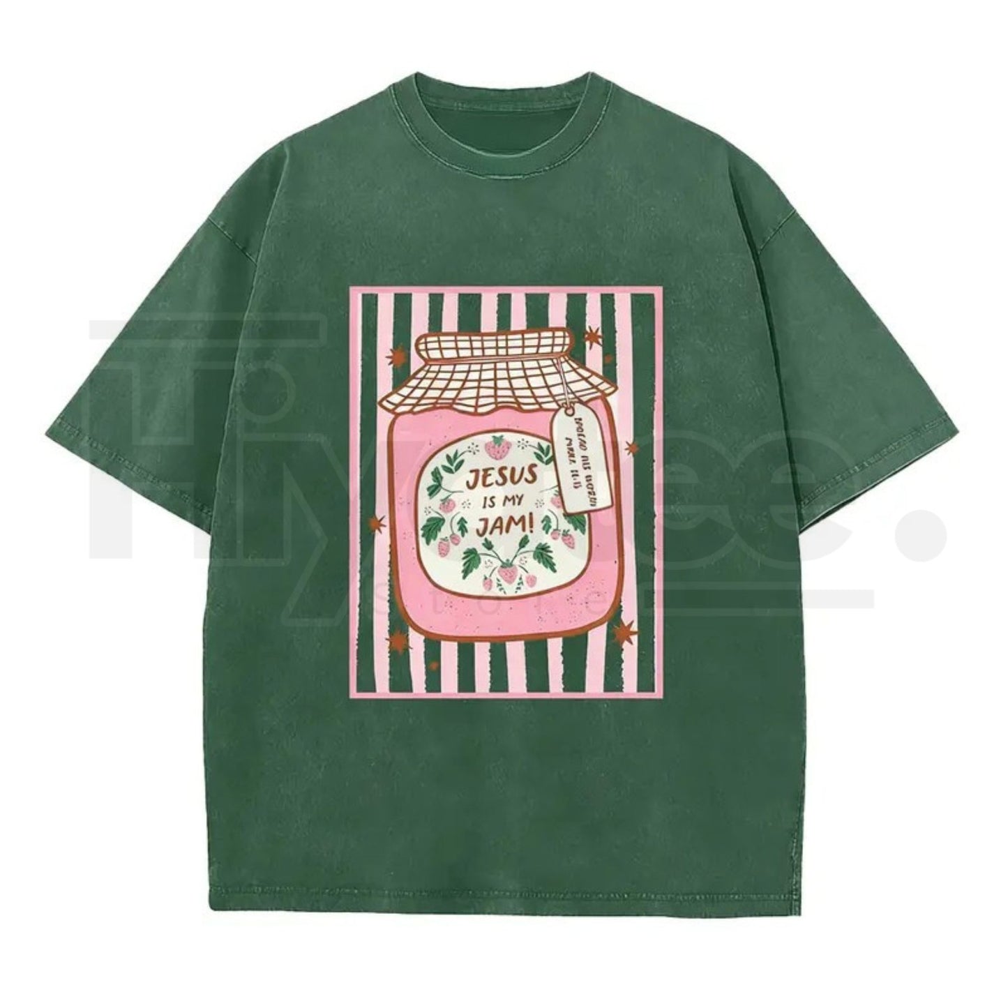 Jesus Is My Jam Vintage Washed T-Shirt – Christian Strawberry Graphic Cotton Tee