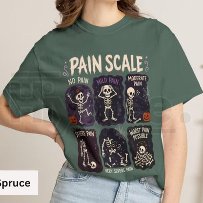 Funny Nurse Halloween Shirt Pain Scale Skeleton RN Comfort Colors Tee