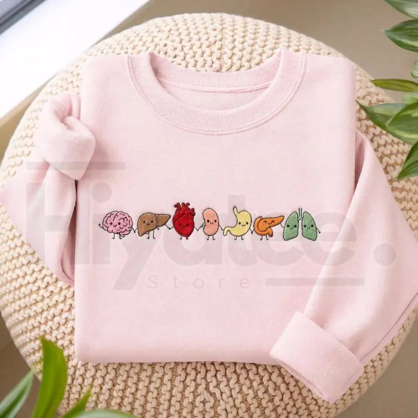 "Cute Organ Friends" Embroidered Sweatshirt – Minimalist Anatomy Healthcare Crewneck