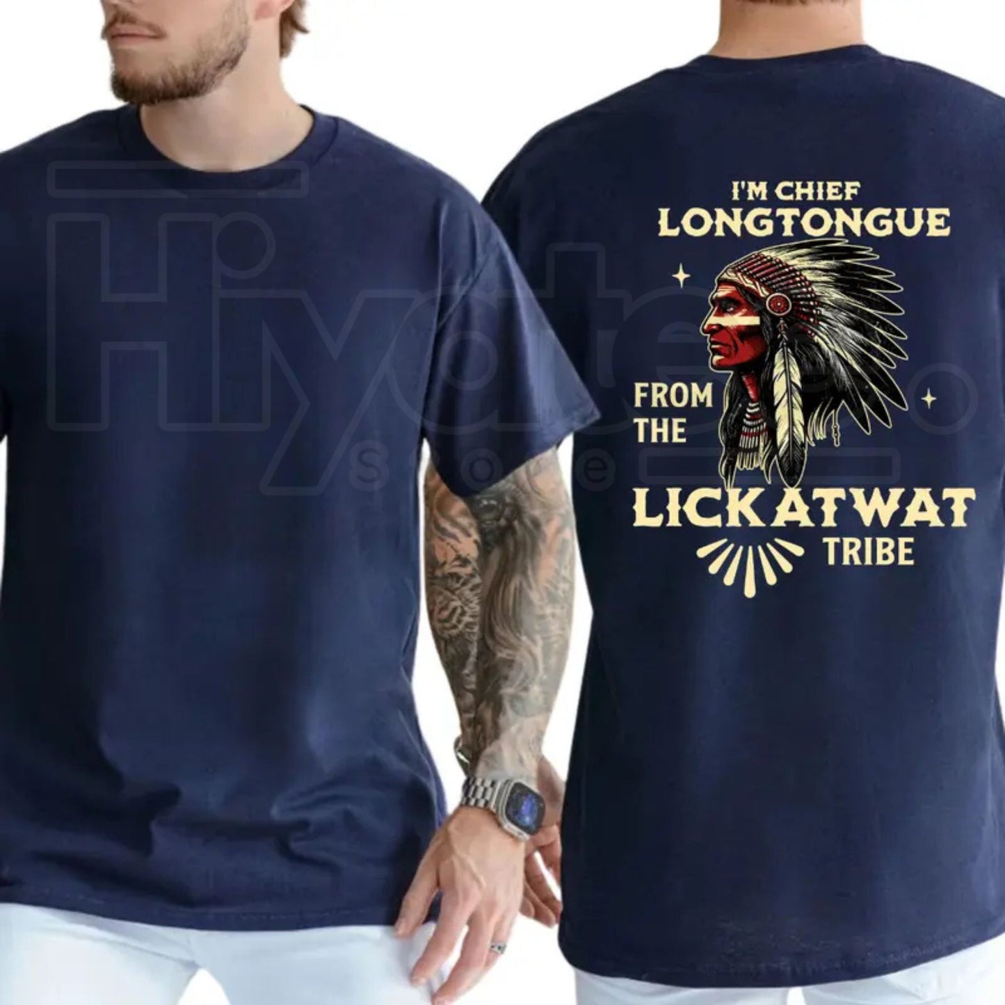 Chief Longtongue Lickatwat Tribe T-Shirt – Funny Native Humor Graphic Tee