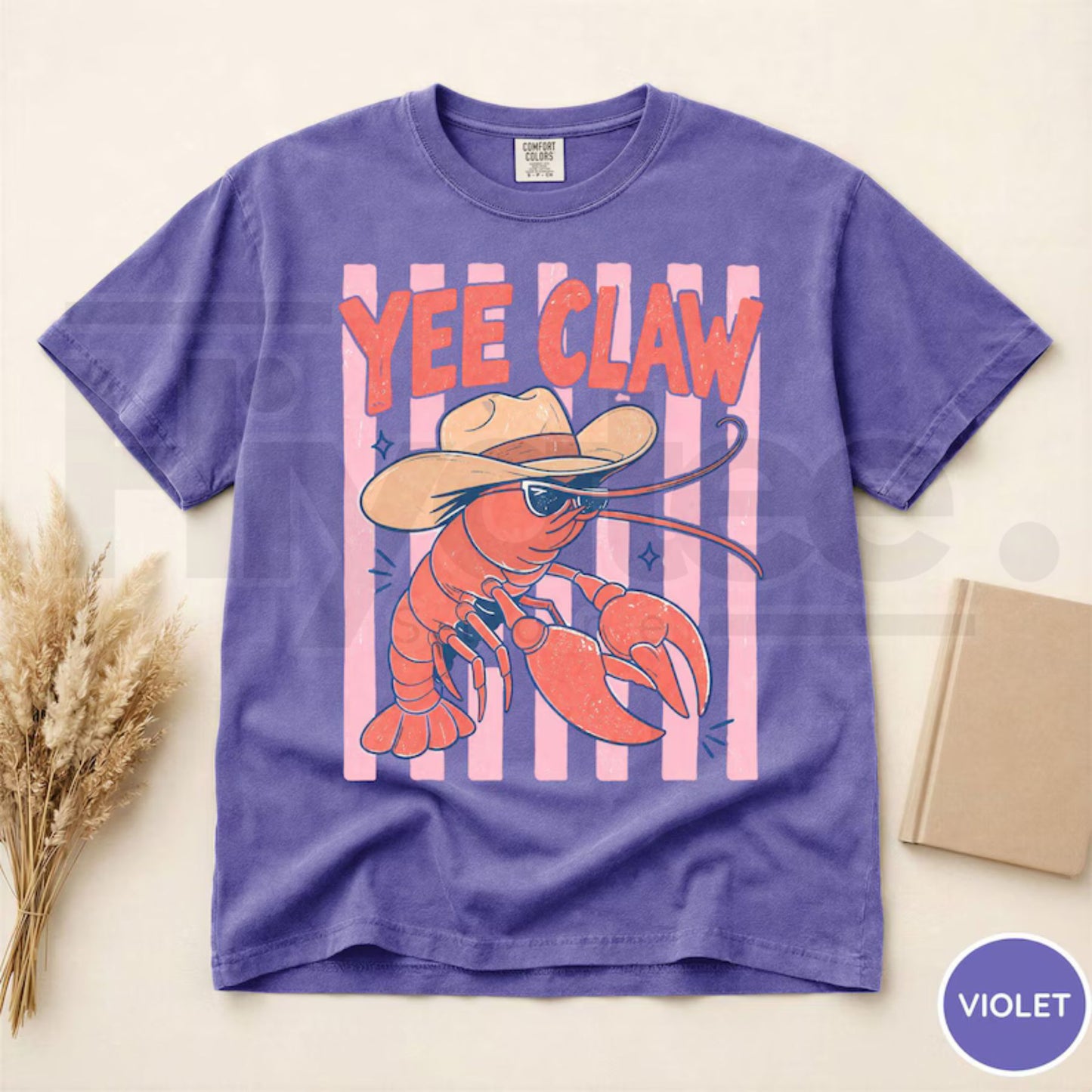 Comfort Colors Lobster Cowboy Shirt – Funny Yee Claw Western Beach Tee, Trendy Cute Coastal Cowgirl Graphic Apparel